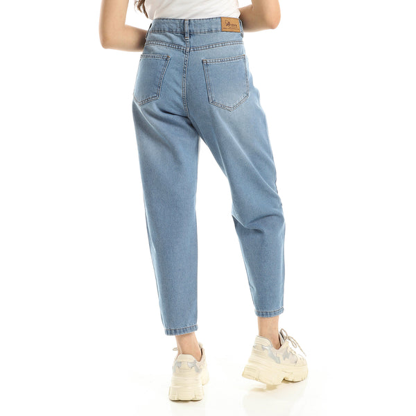 Light Blue High Waist Casual Ripped Jeans