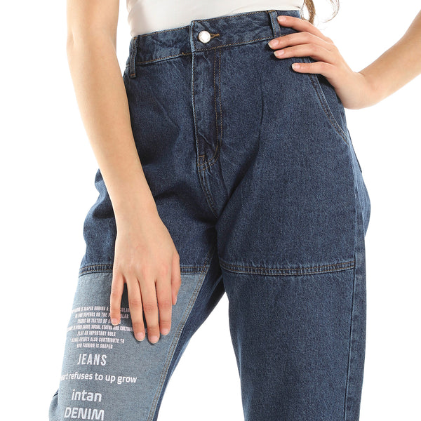 Thigh Printed Mom Fit Jeans - Classic Indigo