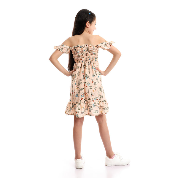 Simon, Brick & Beige Gathered Chest Dress