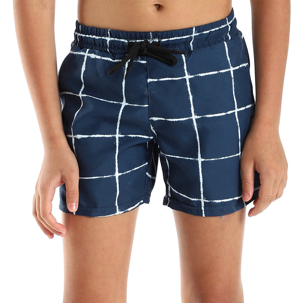 Boys Summer Elastic Waist Swim Shorts - Navy Blue