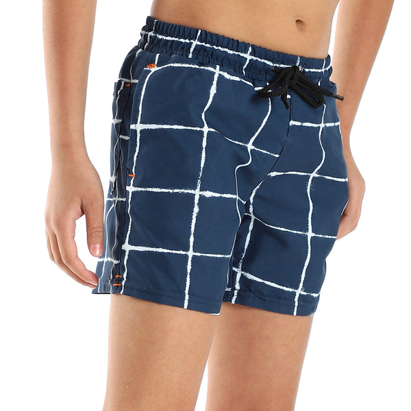 Boys Summer Elastic Waist Swim Shorts - Navy Blue