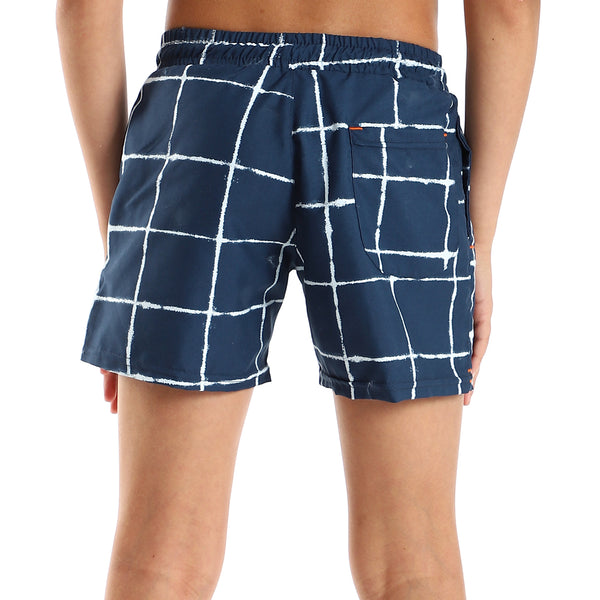 Boys Summer Elastic Waist Swim Shorts - Navy Blue