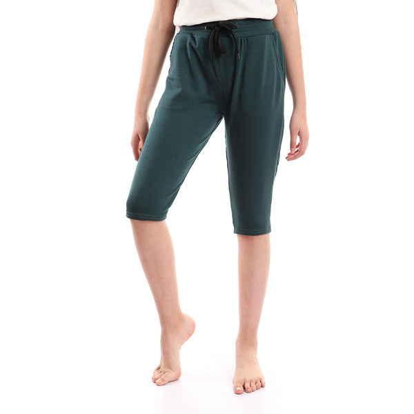 elastic_waist_plain_dark_green_girls_pantacourt