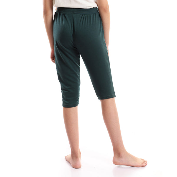 elastic_waist_plain_dark_green_girls_pantacourt