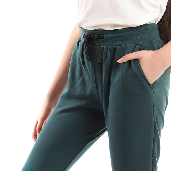 elastic_waist_plain_dark_green_girls_pantacourt