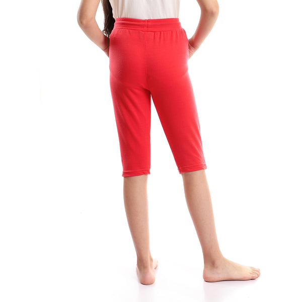 Watermelon Elastic Waist Plain Cotton Pantacourt