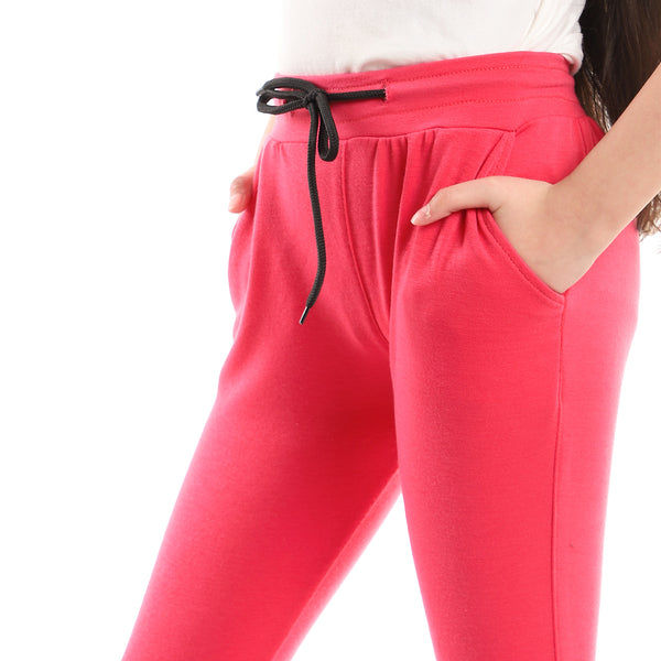 Cotton Plain Fuchsia Elastic Waist Pantacourt