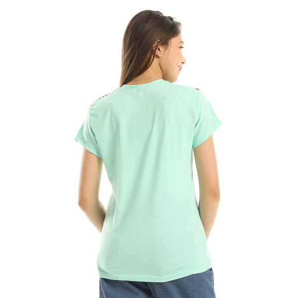 "Ca Va Bien Aller" PrintedSummer T-Shirt - Light Mint