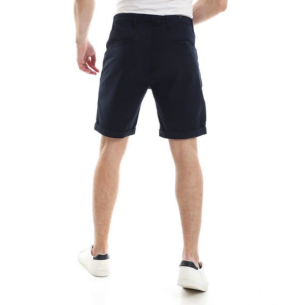 Casual Plain Regular Fit Gabardine Short - Navy Blue