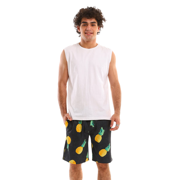self_pineapple_polyester_elastic_swim_short_-_dark_grey