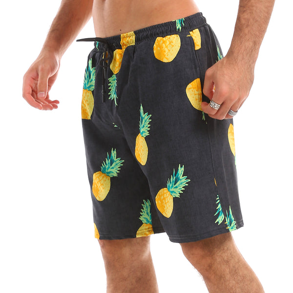 self_pineapple_polyester_elastic_swim_short_-_dark_grey
