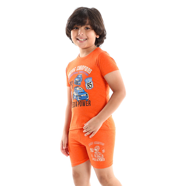 Orange, Blue & Black "Racing Champions" Printed Pajama