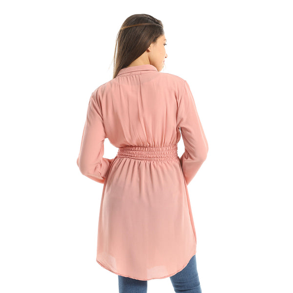 Stretchy Elastic Waist Solid Tunic - Cashmere