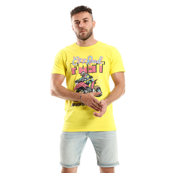 "Off Road" Yellow Short Sleeves Cotton Tee