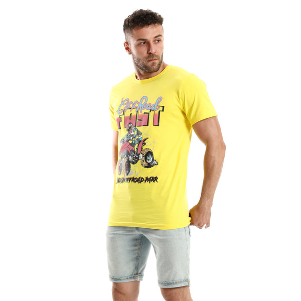 "Off Road" Yellow Short Sleeves Cotton Tee