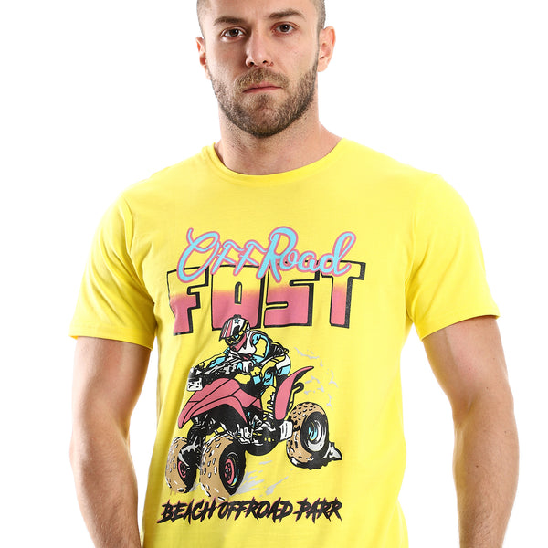 "Off Road" Yellow Short Sleeves Cotton Tee