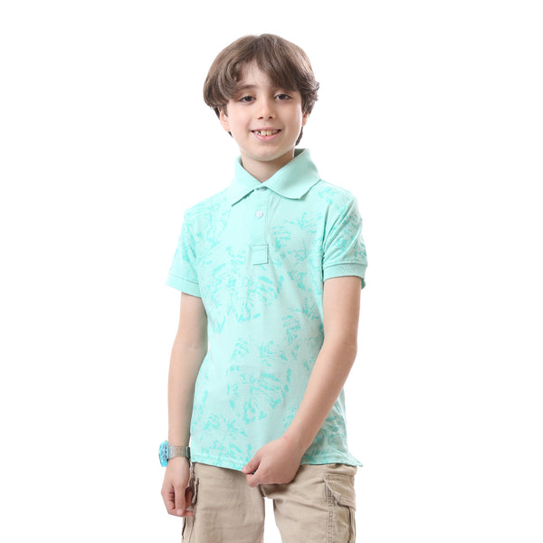 Boys  Pique Casual Classic Neck Polo Shirt - Aqua