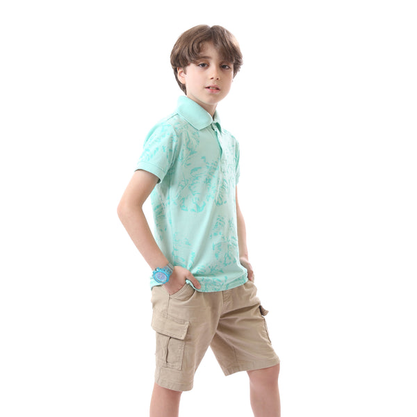 Boys  Pique Casual Classic Neck Polo Shirt - Aqua