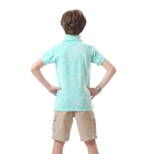 Boys  Pique Casual Classic Neck Polo Shirt - Aqua