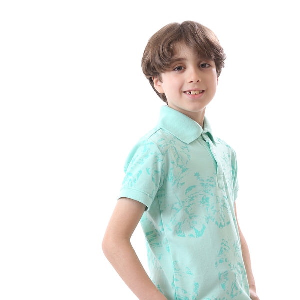 Boys  Pique Casual Classic Neck Polo Shirt - Aqua