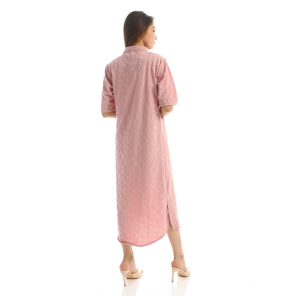 Buttoned Long Shirt with Short Sleeves - Cashmere