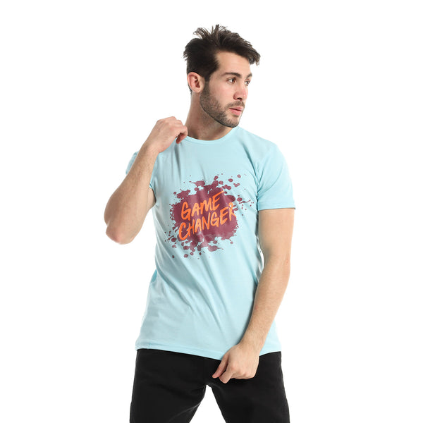 Cotton Slip On Round Neck T-Shirt - Baby Blue