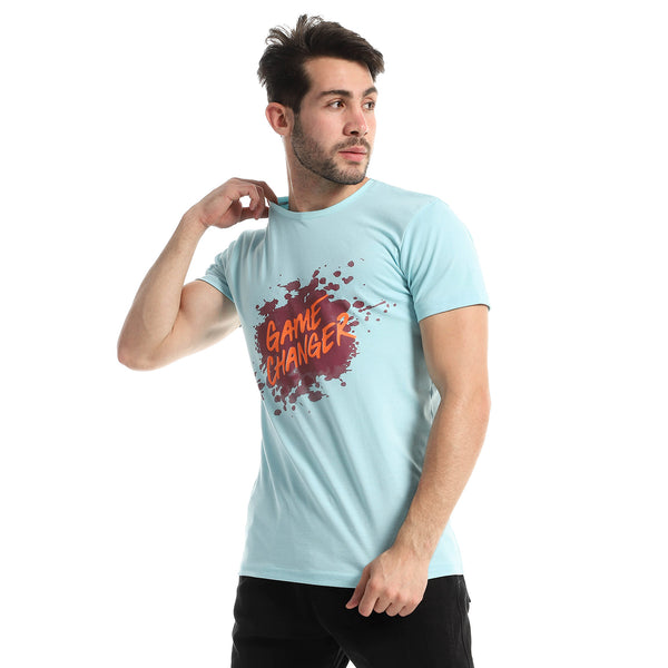 Cotton Slip On Round Neck T-Shirt - Baby Blue