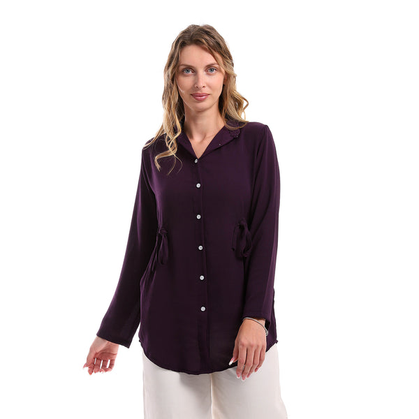 Standard Fit Polyester Long Sleeves Shirt - Dark Purple