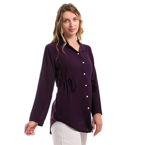 Standard Fit Polyester Long Sleeves Shirt - Dark Purple