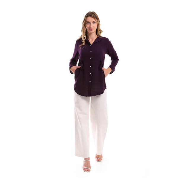 Standard Fit Polyester Long Sleeves Shirt - Dark Purple