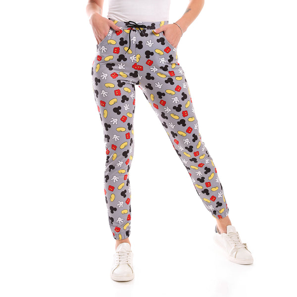 Elastic Waist Mickey Printed Pattern Sweatpants