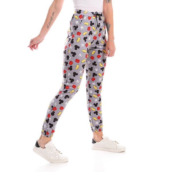 Elastic Waist Mickey Printed Pattern Sweatpants