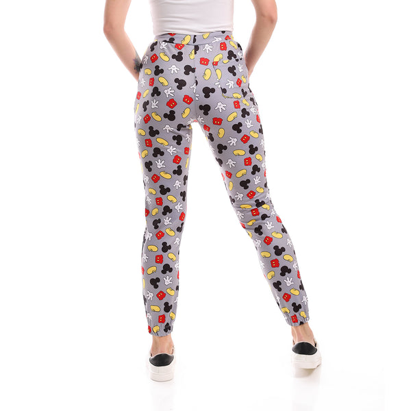 Elastic Waist Mickey Printed Pattern Sweatpants