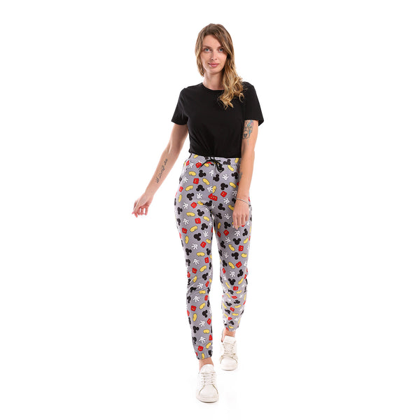 Elastic Waist Mickey Printed Pattern Sweatpants