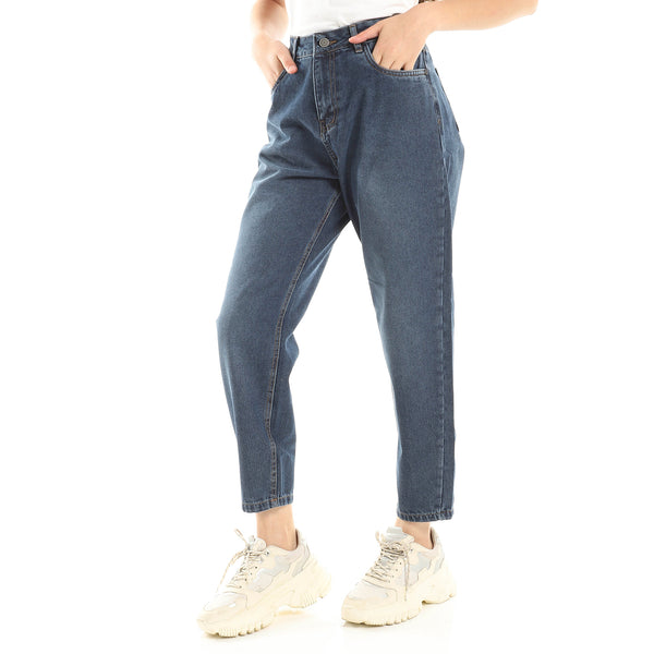 Mom Fit Everyday Zipper Closure Jeans - Standard Blue