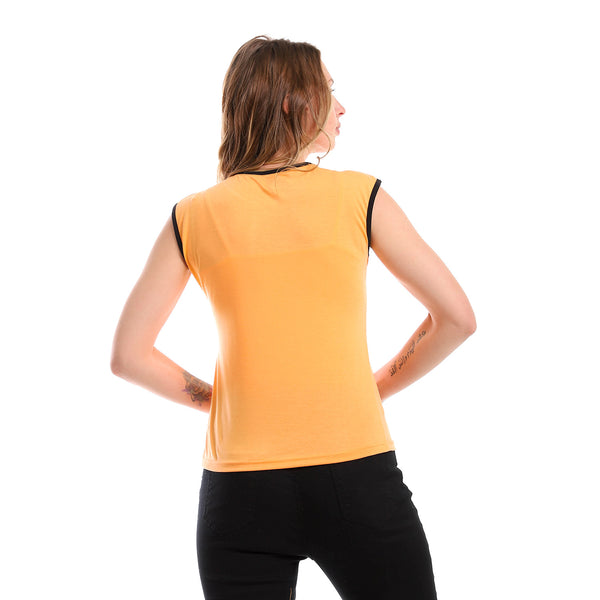 Women's T-Shirt With Printed Half Sleeves_orange