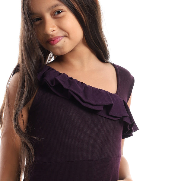 eggplant_self_patterned_ruffle_chest_sleeveless_jumpsuit