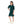 Girls Plain Round Neck Puff Short Sleeves Dress - Green