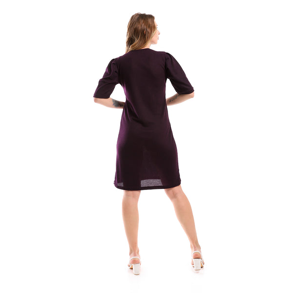 Cotton Summer Regular Midi Dress - Dark Purple