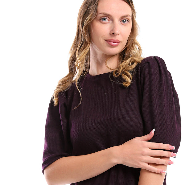 Cotton Summer Regular Midi Dress - Dark Purple