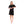 Self Pattern Puff Short Sleeves Dress - Black
