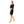 Self Pattern Puff Short Sleeves Dress - Black