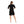 Self Pattern Puff Short Sleeves Dress - Black