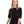 Self Pattern Puff Short Sleeves Dress - Black
