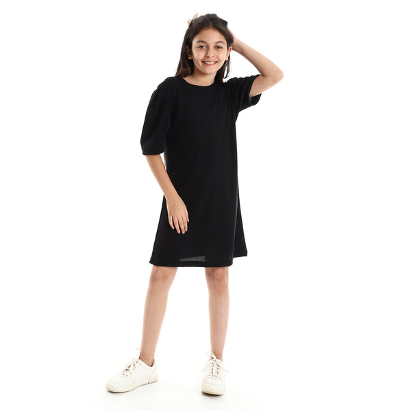 فستان بناتي سهل الارتداء - أسود