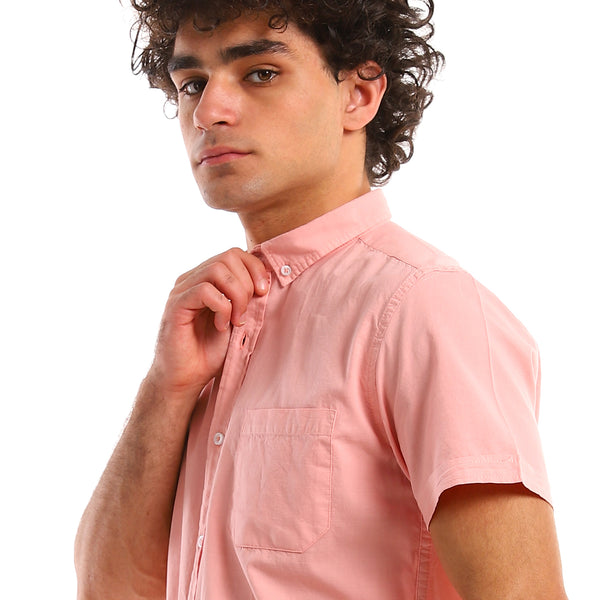Front Pocket Peach Pink Cotton Shirt