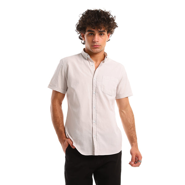 Pale Grey Short Sleeves Shirt With Front Pocket