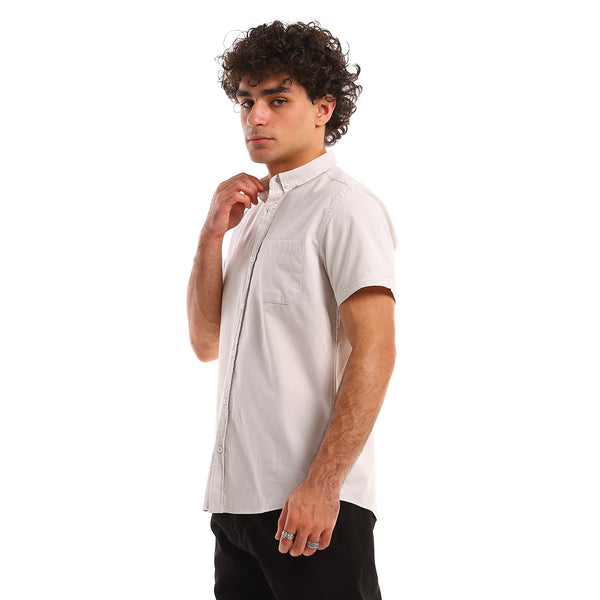 Pale Grey Short Sleeves Shirt With Front Pocket