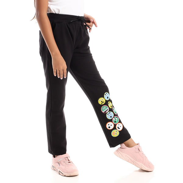 Left Leg Emojis Sweatpants - Black, Yellow, Green & Baby Blue