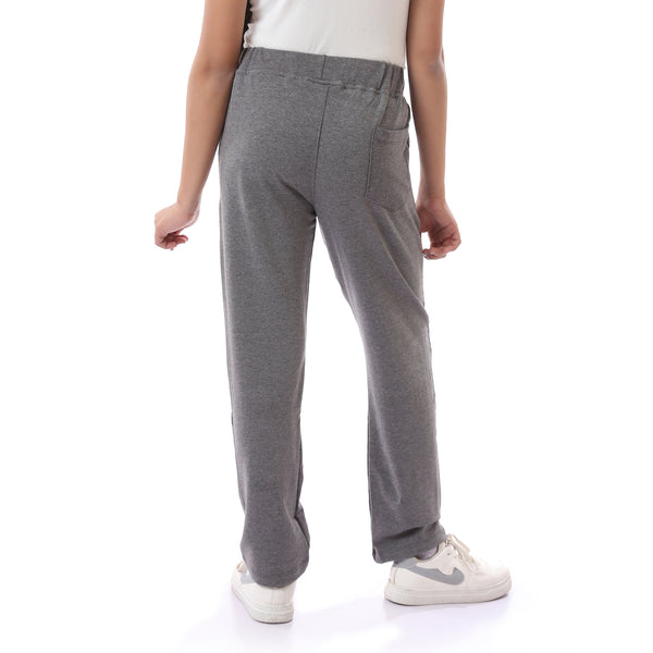 Girls Printed "Snoopy" Cotton  Sweatpants - Heather Dark Grey